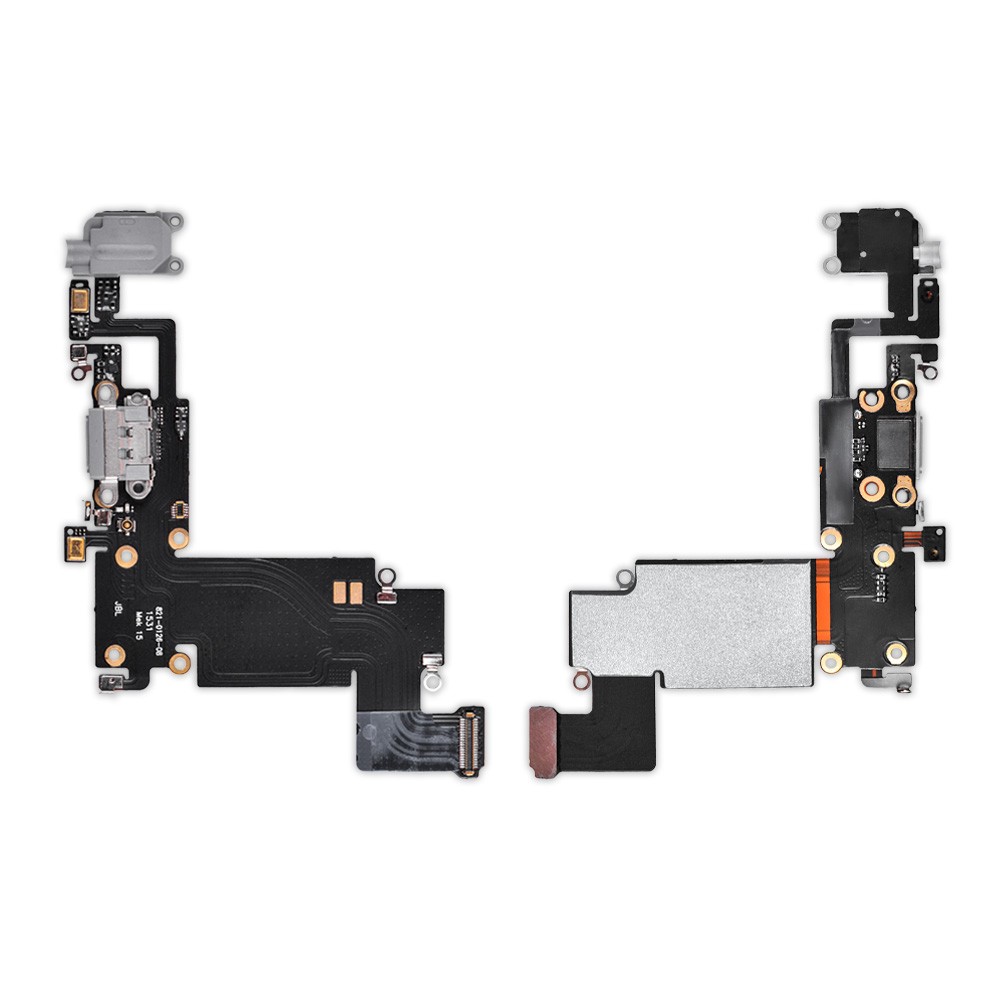 Шлейф для iPhone 6S Plus с разъемом зарядки и наушников, цвет серый фото 1