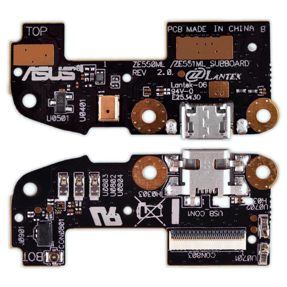 Connector Asus ZenFone 2 (ZE550ML/ZE551ML) complete фото 1 Разъем зарядки Asus Zenfone 2 (ZE550ML) с нижней платой фото 1