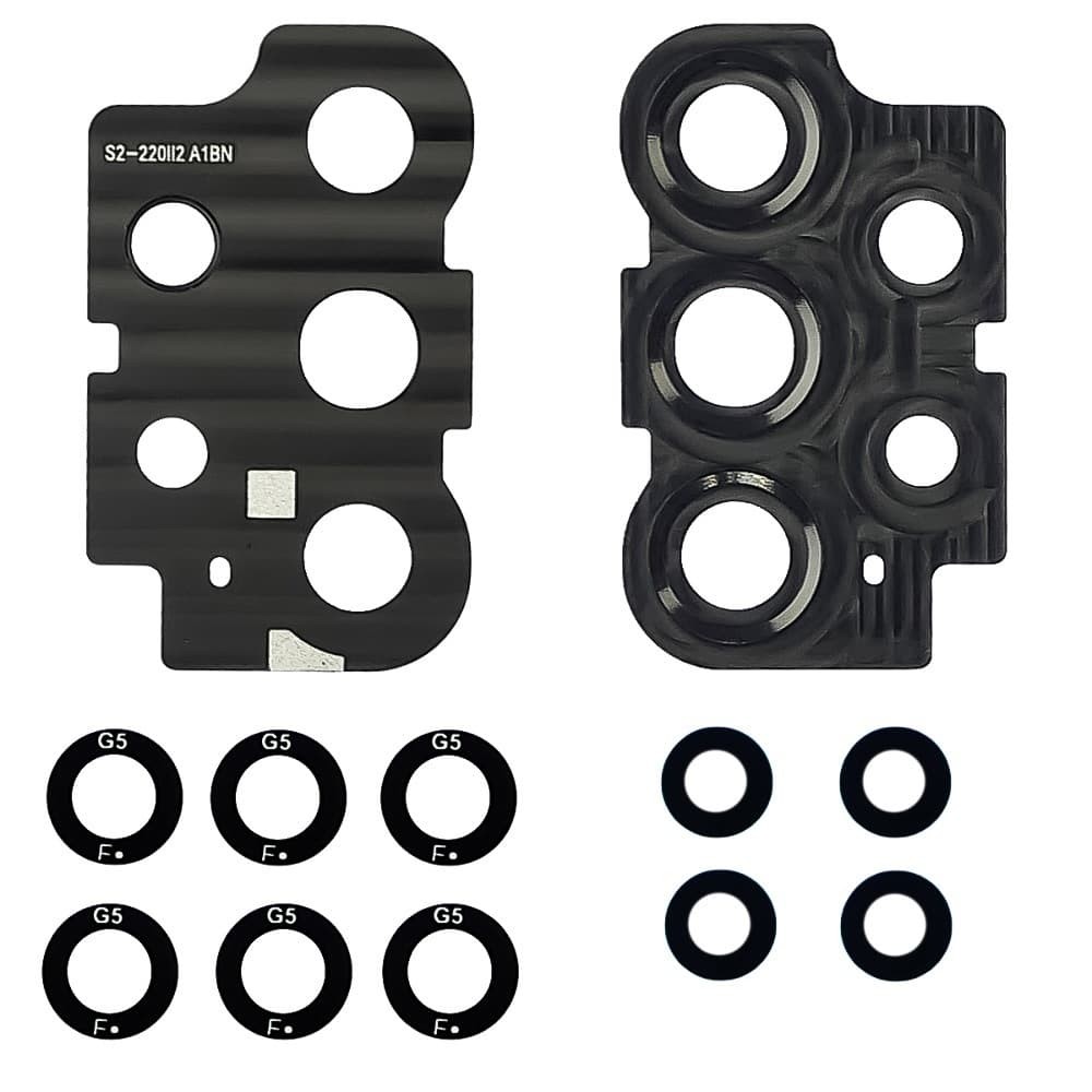 Стекло камеры для Samsung A736 Galaxy A73 2022, с рамкой, цвет черный, 5шт. фото 1