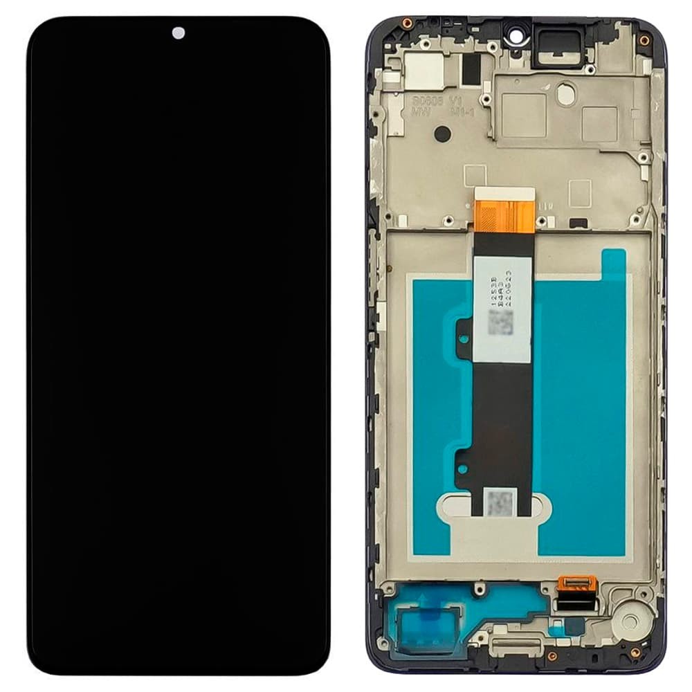 Дисплей для Motorola Moto E22 XT2239, с тачскрином и рамкой в сборе, цвет черный фото 1