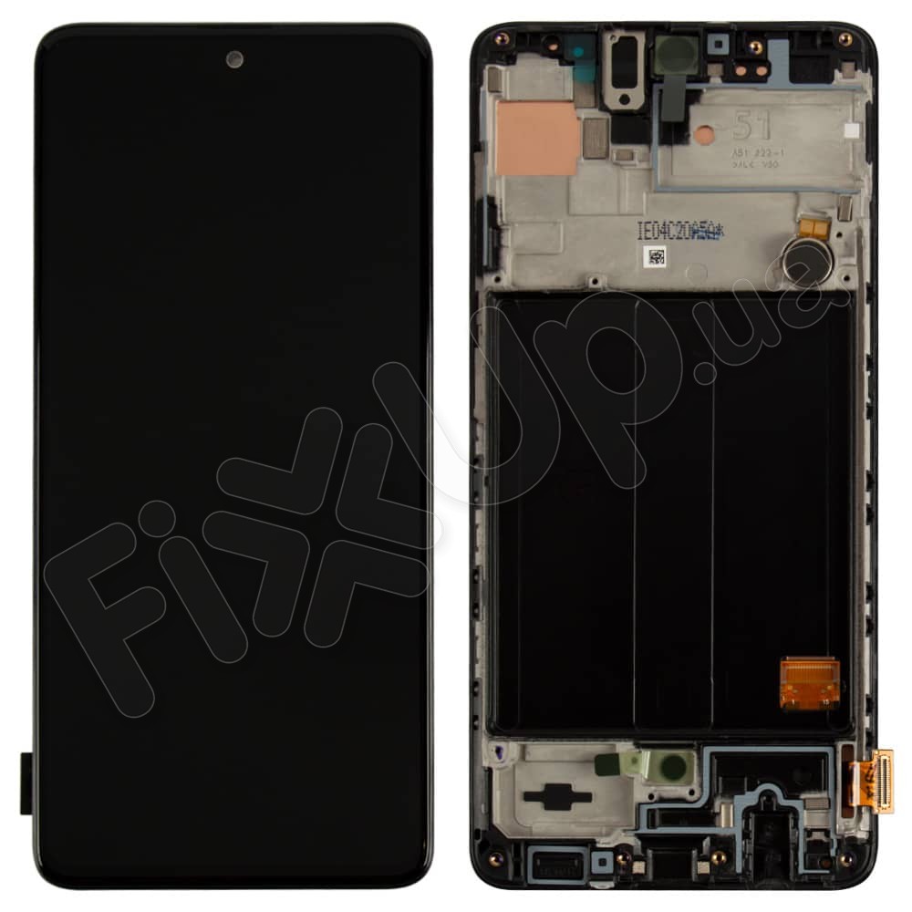 Дисплей для Samsung A515F/DS Galaxy A51 с тачскрином и рамкой в сборе, цвет черный, оригинал Китай фото 1