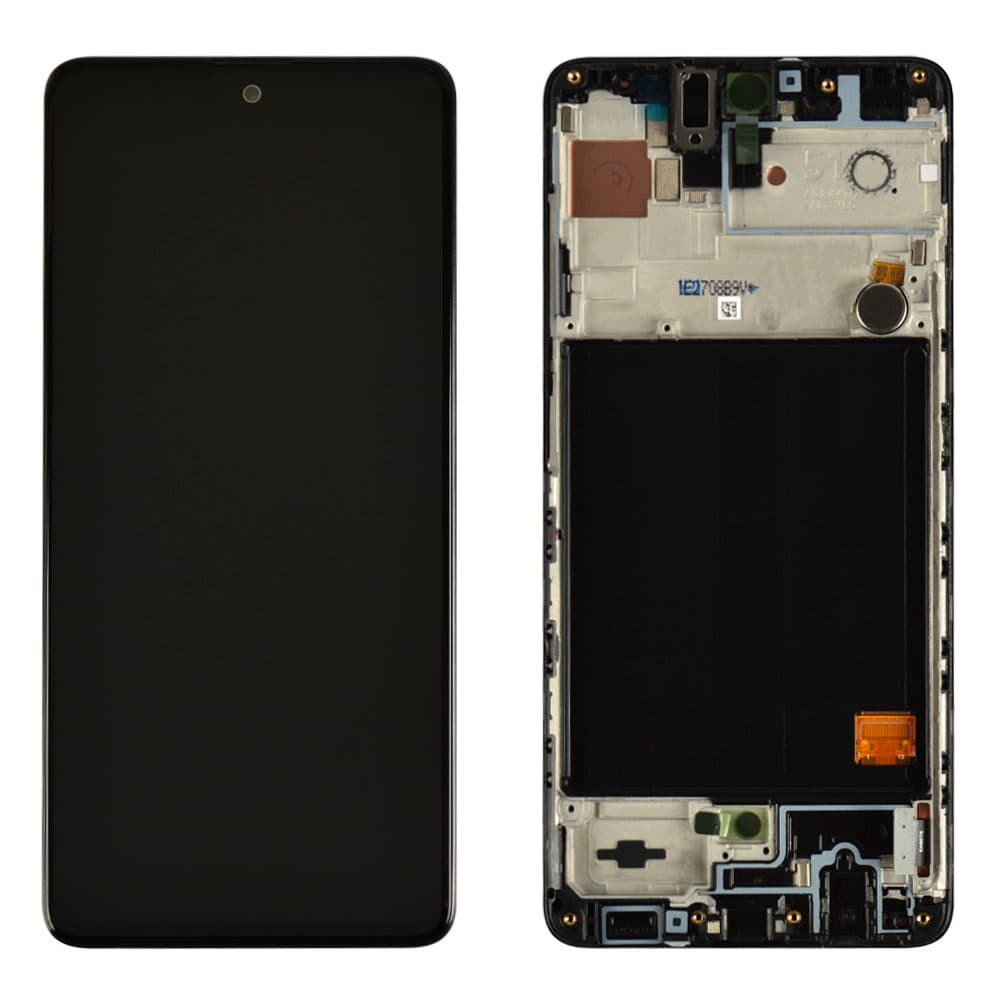 Дисплей для Samsung A515F /DS Galaxy A51 с тачскрином и рамкой в сборе, цвет черный, оригинал с замененным стеклом фото 1