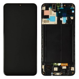 Дисплей для Samsung A505 (A505F/DS) Galaxy A50 (2019) з тачскріном у зборі, сервісний оригінал,  колір чорний, з рамкою