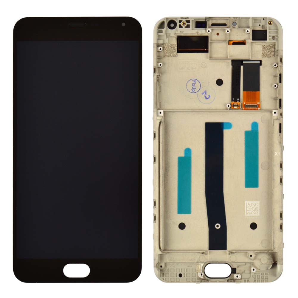 Дисплей для Meizu M2 Note з тачскрином та рамкою в зборі, колір чорний, оригінал фото 1