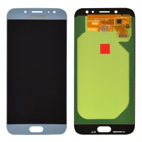 Дисплей Samsung J730 (J730F, J730H, J730M)/DS Galaxy J7 (2017) з тачскріном у зборі,  колір синій, оригінал замінене скло, без рамки