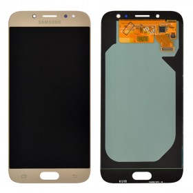 Дисплей Samsung J730 (J730F, J730H, J730M)/DS Galaxy J7 (2017) з тачскріном у зборі,  колір золотий, оригінал замінене скло, без рамки