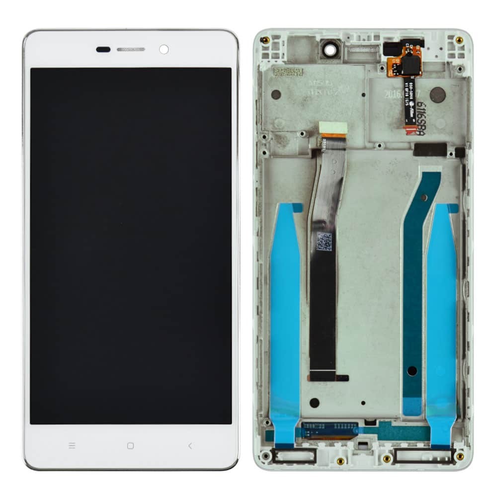 Уцененный дисплей для Xiaomi Redmi 3, 3S, 3X, 3 Pro с тачскрином и рамкой в сборе, цвет белый, оригинал с замененным стеклом фото 1