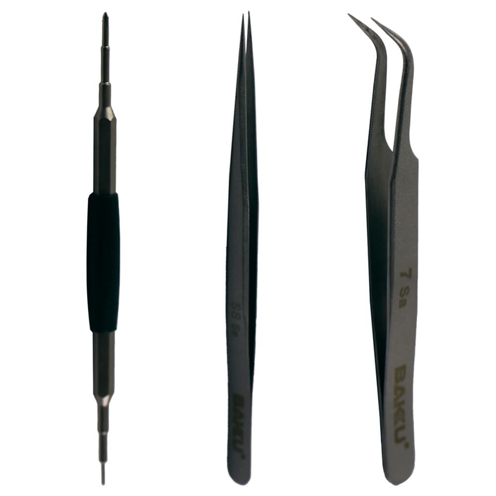 Набор инструментов BAKU BK-7285 для IPhone (пинцеты прямой/выгнутый,2 инстр. для разборки, 2х-стор. отвертка +1.5, *0.8) фото 1