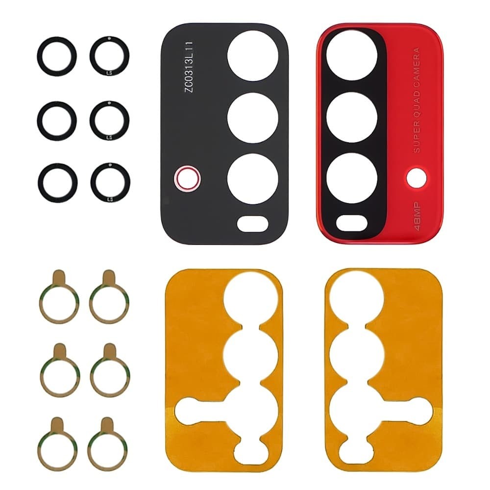 Стекло камеры для Xiaomi Redmi 9T, с рамкой, цвет оранжевый, 3шт. фото 1