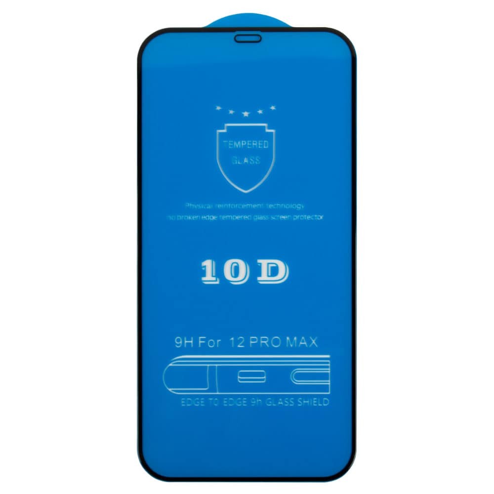 Захисне скло для iPhone 12 Pro Max (6.7) 10D, колір чорний фото 1