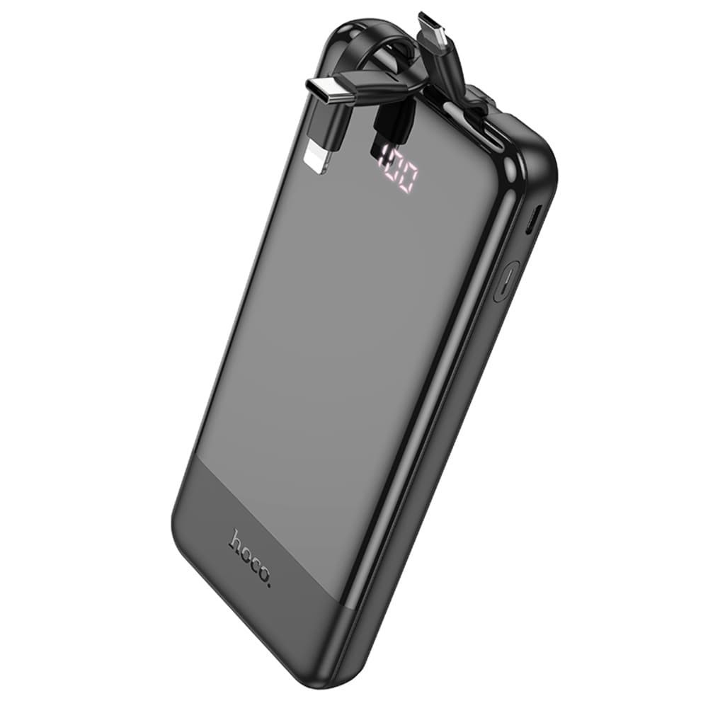 Павербанк HOCO J114 + кабели 3в1 Type-C/ Lightning/ MicroUSB PD 65W 10000 mAh, цвет черный фото 1