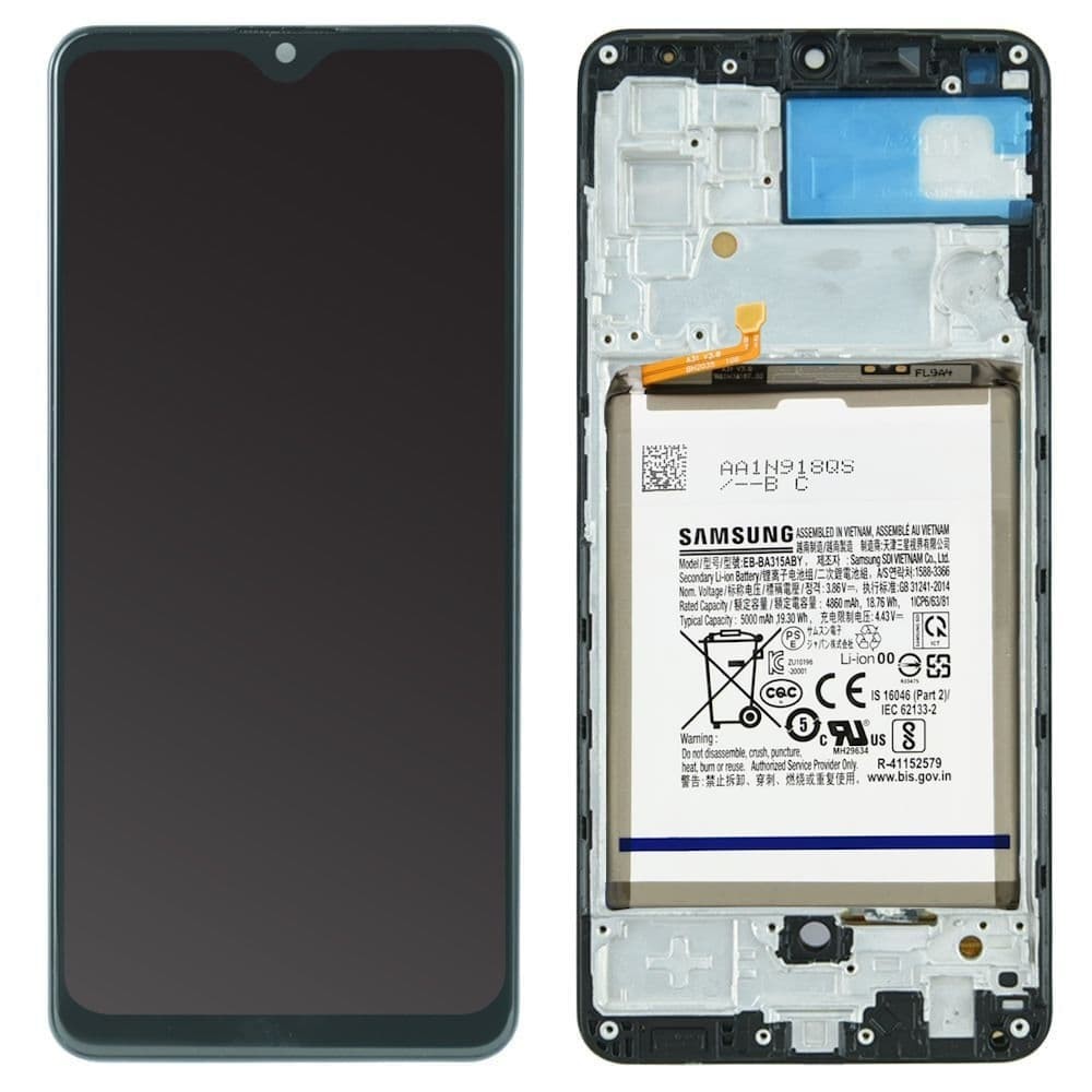 Дисплей для Samsung A325F /DS Galaxy A32 2021 з тачскріном, рамкою і батареєю в зборі, колір чорний, сервісний оригінал фото 1