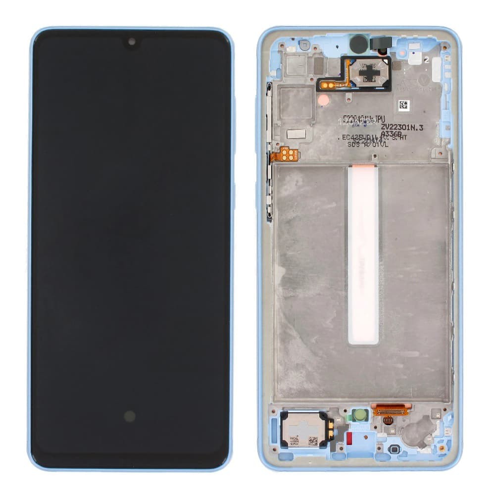 LCD Samsung A336F Galaxy A33 5G 2022 (GH82-28143C) + Touchscreen with Frame (blue) Service Original фото 1 Дисплей для Samsung A336F/DS Galaxy A33 2022, з тачскріном і рамкою в зборі, колір синій, сервісний оригінал фото 1