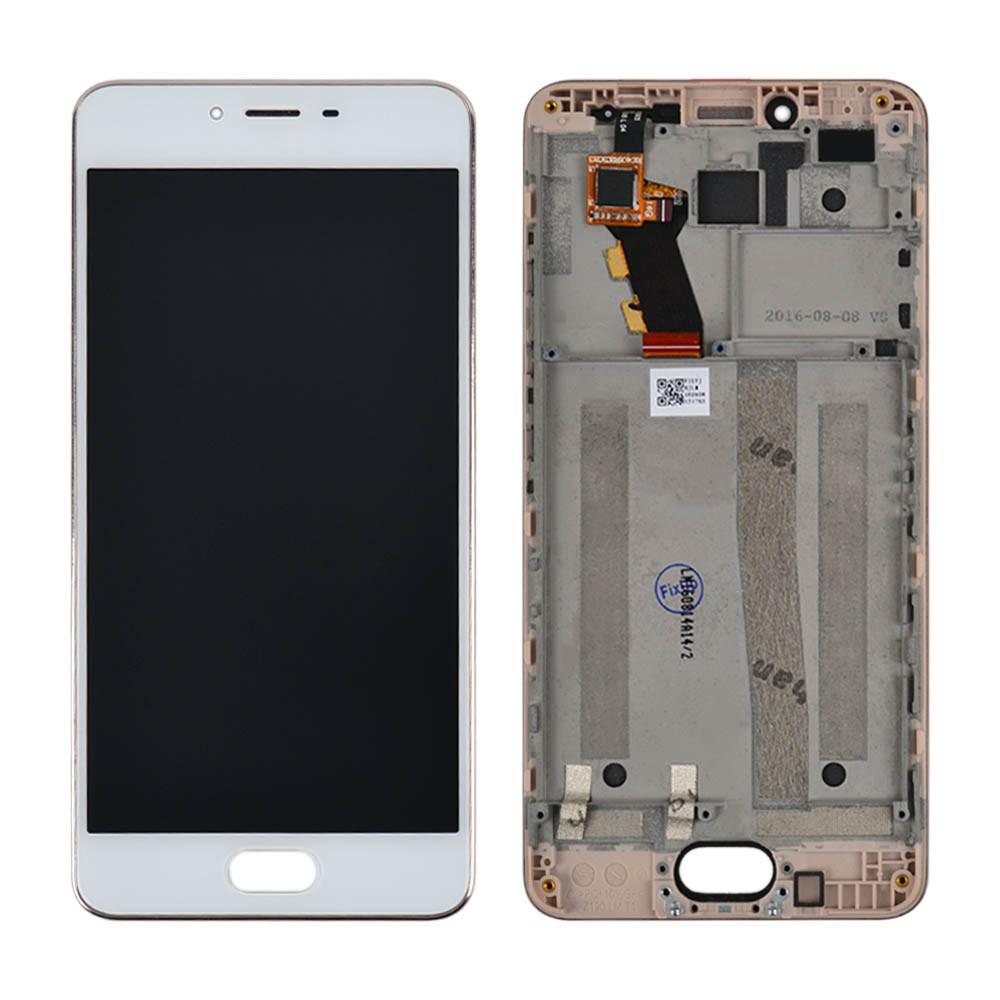 Дисплей для Meizu M3s, оригинал, с тачскрином и рамкой в сборе, цвет золотой, Rev.Universal фото 1