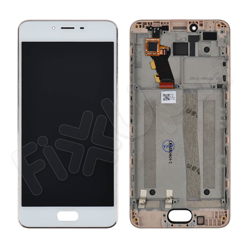 Дисплей для Meizu M3s с тачскрином и рамкой в сборе, цвет золотой, уценка фото 1
