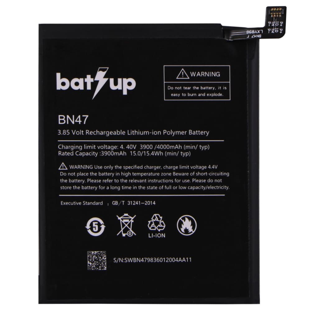 Аккумулятор BN47 для Xiaomi Mi A2 Lite, Redmi 6 Pro, BatUp 4000mAh фото 1