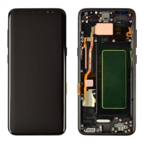 Дисплей Samsung G950F, G950FD/DS Galaxy S8 (2017) з тачскріном у зборі, з рамкою,  колір чорний, оригінал замінене скло