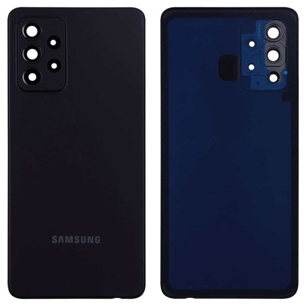 Задня кришка для Samsung A525 Galaxy A52 2021, зі склом камери, колір чорний фото 1
