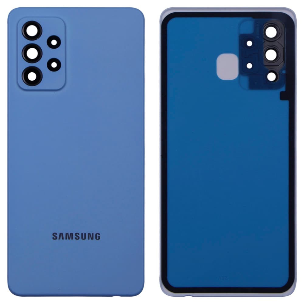 Задня кришка для Samsung A525 Galaxy A52 2021, зі склом камери, колір синій фото 1