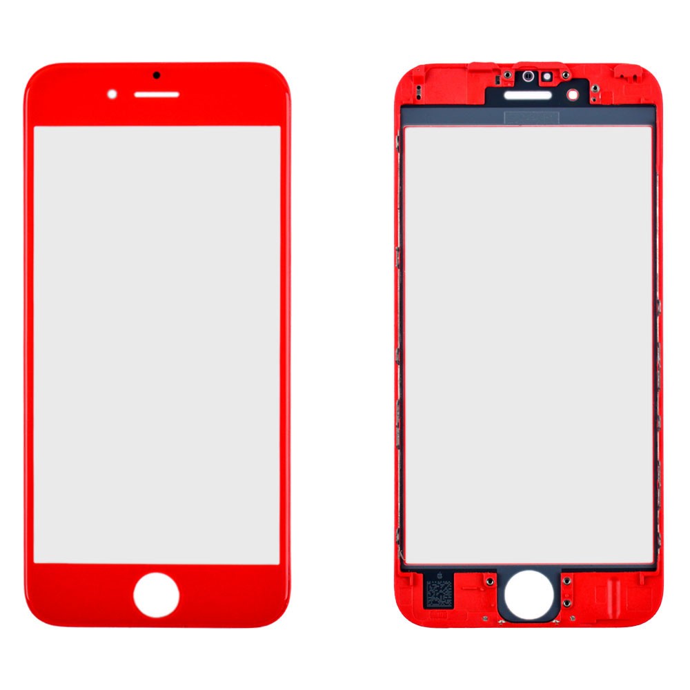 Стекло для iPhone 6S с рамкой, цвет красный фото 1