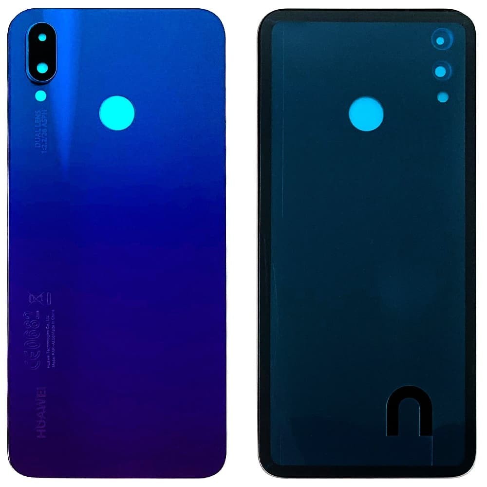 Задня кришка для Huawei P Smart Plus (INE-LX1), Nova 3i, зі склом камери, колір синій фото 1
