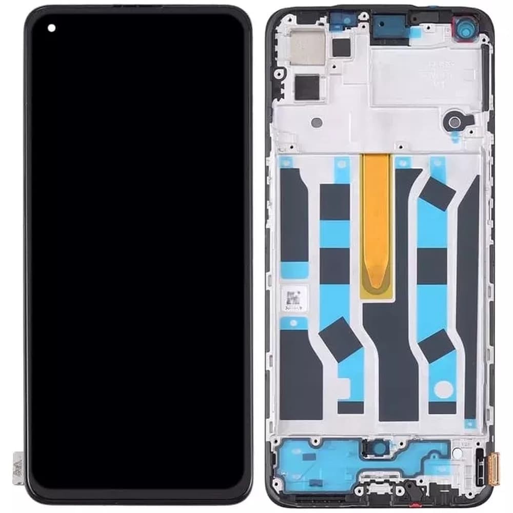 Дисплей для Oppo Reno 5 4G, с тачскрином и рамкой, черный, OLED фото 1
