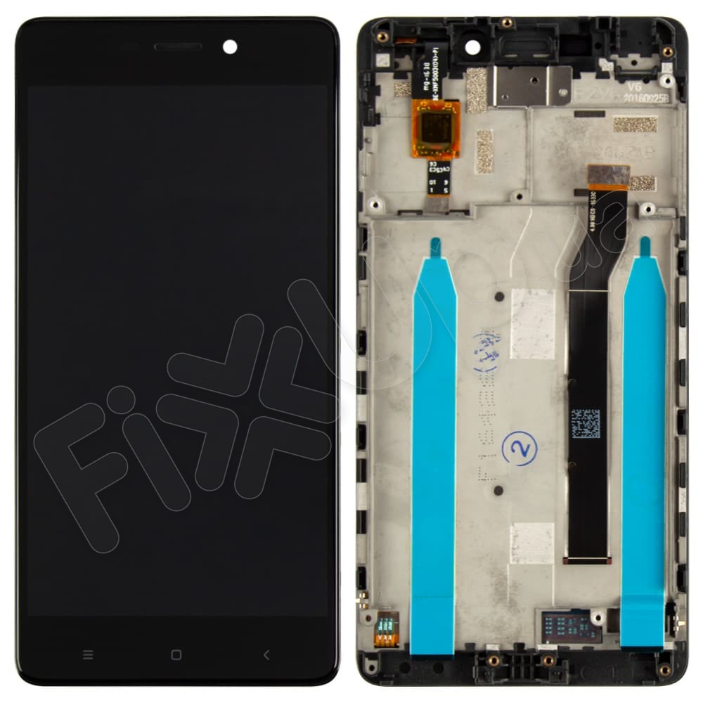 Дисплей для Xiaomi Redmi 4 с тачскрином и рамкой в сборе, цвет черный, оригинал фото 1