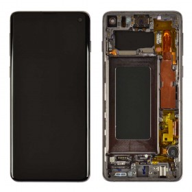 Дисплей для Samsung G973 (G973F) Galaxy S10 з тачскріном у зборі, сервісний оригінал,  колір чорний, з рамкою