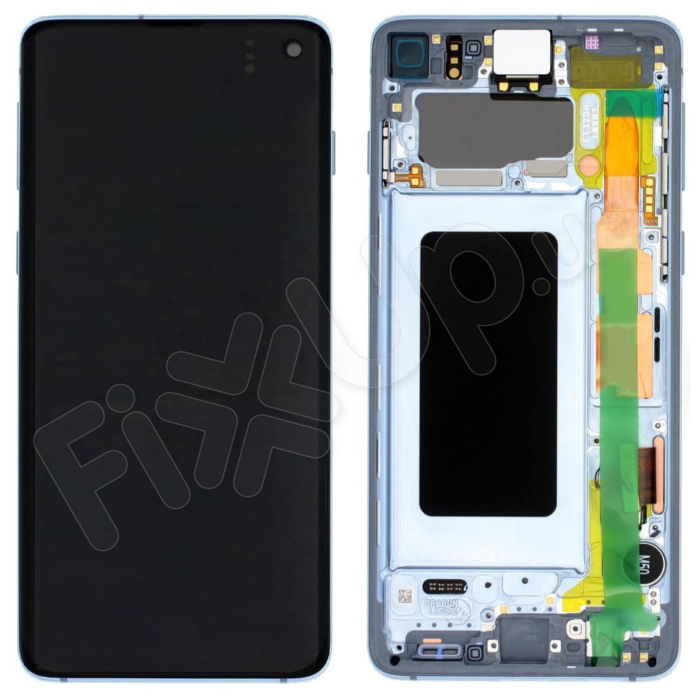 Дисплей для Samsung G973F Galaxy S10 с тачскрином и рамкой в сборе, цвет синий, сервисный оригинал фото 1