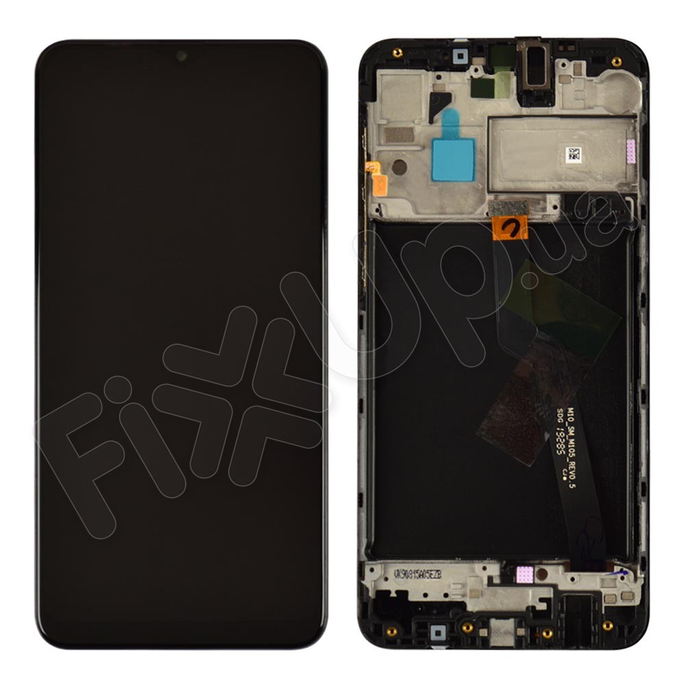Дисплей для Samsung A105F Galaxy A10 (2019) с тачскрином и рамкой в сборе, цвет черный, сервисный оригинал фото 1