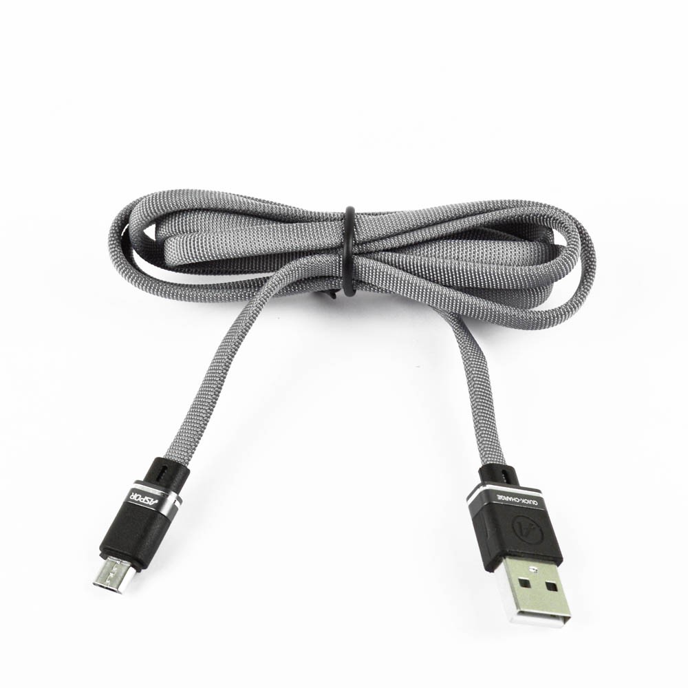 Кабель Micro-USB Aspor A135 Nylon Speed Data 2.4A, колір сірий, 1.2 м фото 2