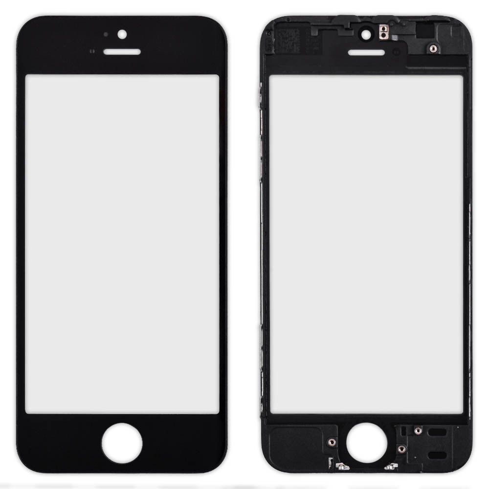 Скло iPhone 5S, з рамкою, колір чорний фото 1