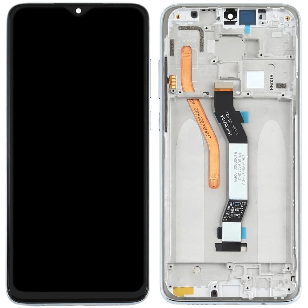 Дисплей для Xiaomi Redmi Note 8 з тачскріном і рамкою, колір срібло фото 1