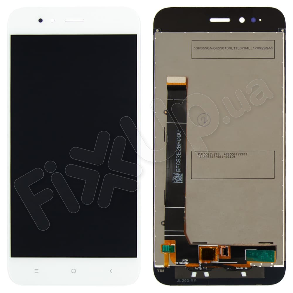 Дисплей для Xiaomi Mi A1, Mi 5X с тачскрином в сборе, цвет белый, оригинал с замененным стеклом фото 1