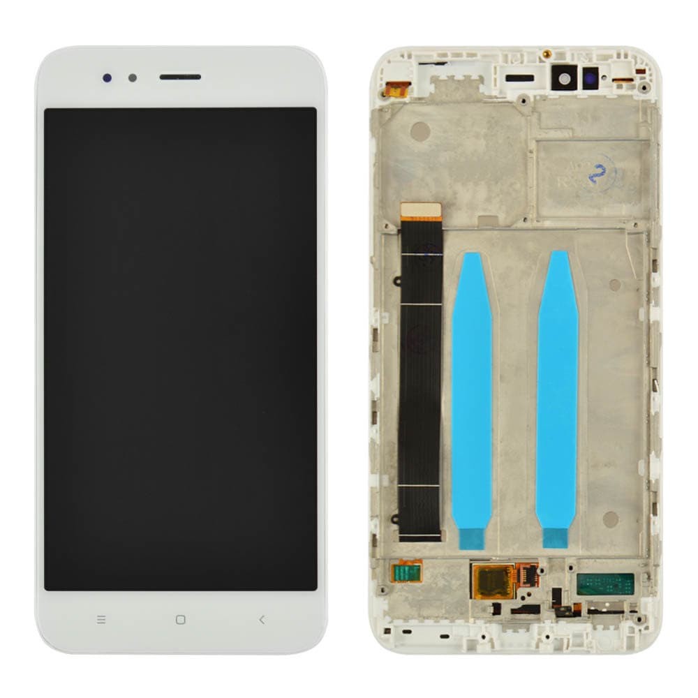 Дисплей для Xiaomi Mi A1, Mi 5X с тачскрином и рамкой, белый фото 1