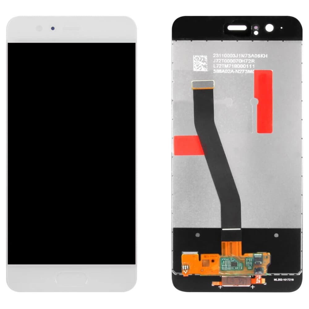 Дисплей для Huawei P10 (VTR-L29/VTR-L09) с тачскрином и сканером отпечатка, белый фото 1