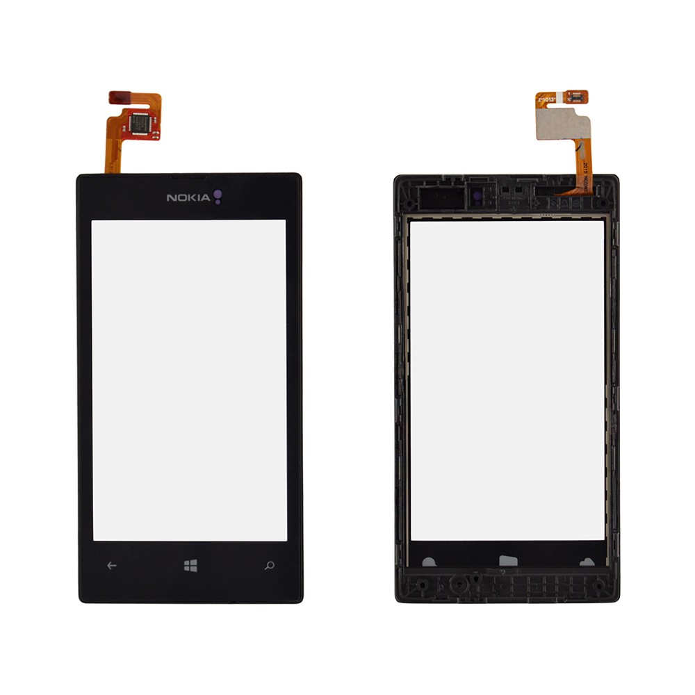 Тачскрин Nokia 520, 525 Lumia, цвет черный, с передней панелью, маленькая микросхема фото 1