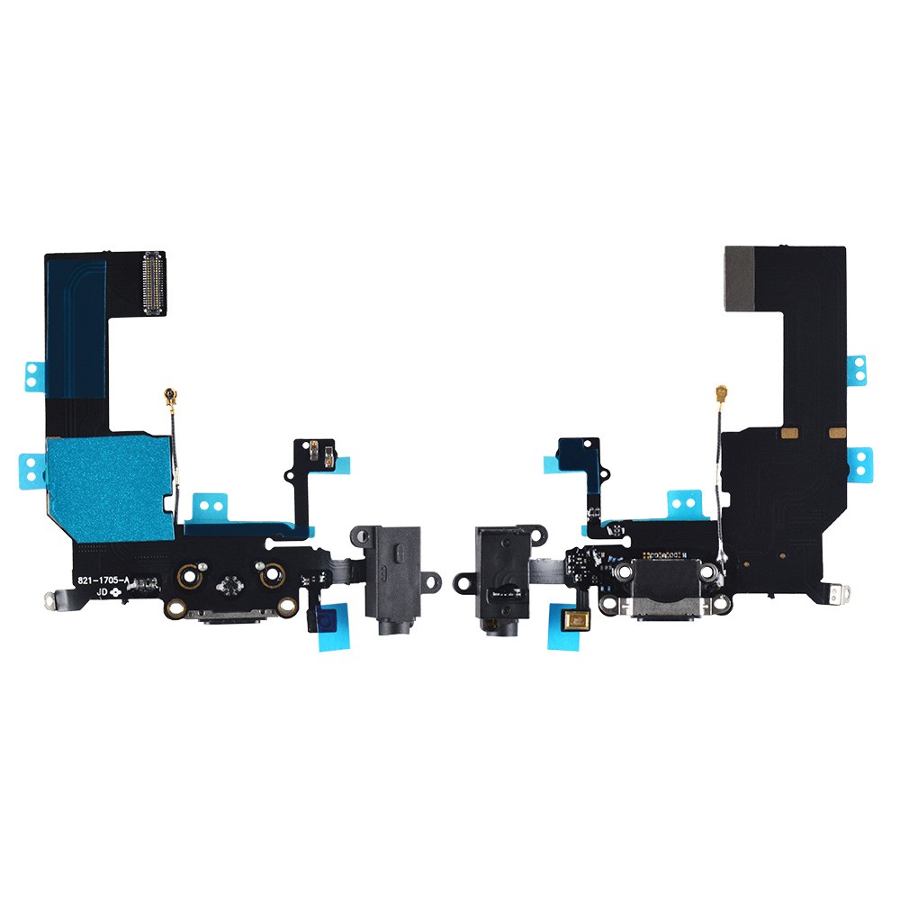 Шлейф із роз'ємом зарядки та гарнітури iPhone 5C, колір чорний фото 1