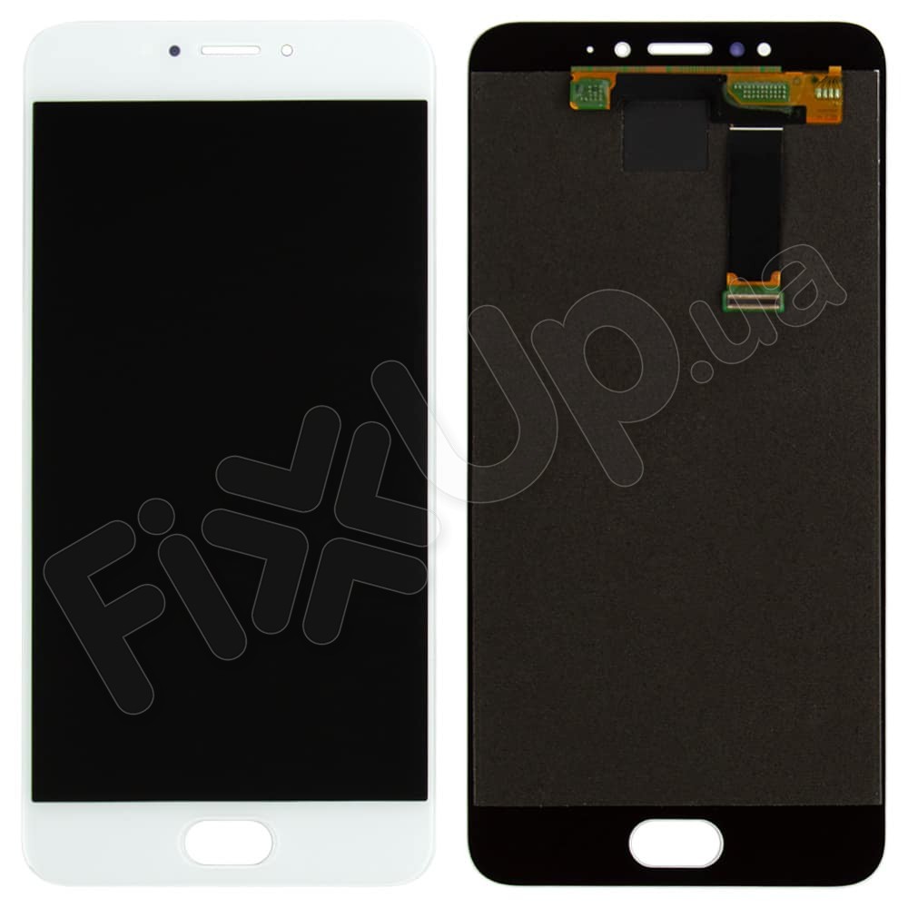 Дисплей для Meizu MX6 з тачскрином у зборі, 22pin, колір білий, оригінал. фото 1