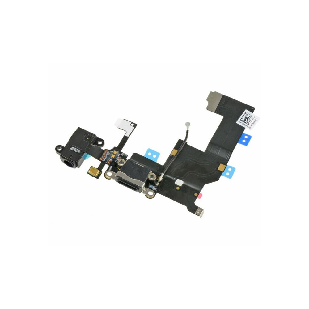 Шлейф із роз'ємом зарядки та гарнітури для iPhone 5, колір чорний фото 1