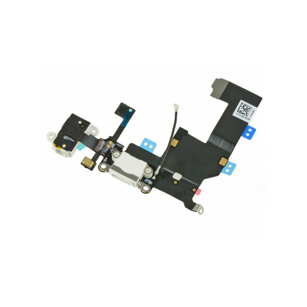 Шлейф із роз'ємом зарядки та гарнітури для iPhone 5, колір білий фото 1