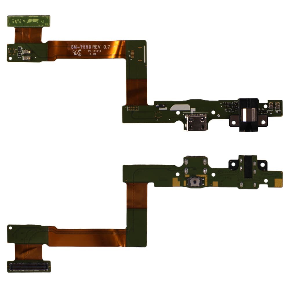 Flat Cable Samsung T550 Galaxy Tab A 9.7/ T555 LTE + charger connector + HF + Home фото 1 Шлейф для Samsung T550 Galaxy Tab A 9.7/ T555 LTE, з роз'ємами зарядки і навушників, кнопкою Home фото 1