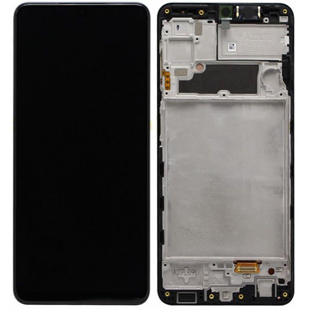 Дисплей для Samsung A225 Galaxy A22 2021 з тачскрином та рамкою в зборі, колір чорний, OLED фото 1