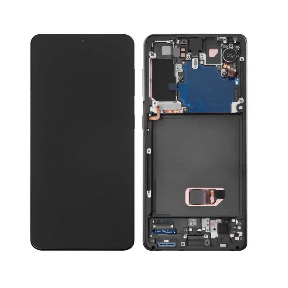 Дисплей для Samsung G991F Galaxy S21 с тачскрином и рамкой в сборе, цвет серый, сервисный оригинал фото 1
