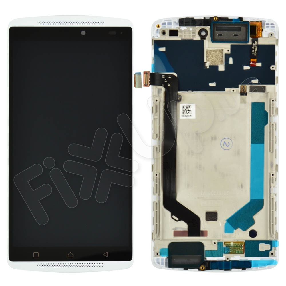 Дисплей Lenovo A7010 X3 Lite, Vibe K4 Note з тачскрином і рамкою в зборі, колір білий, оригінал фото 1