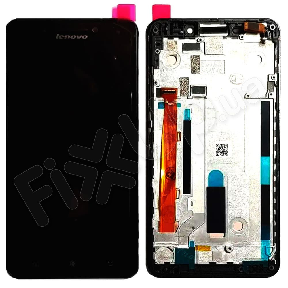 Дисплей для телефону Lenovo A5000 з тачскрином та рамкою в зборі, колір чорний фото 1