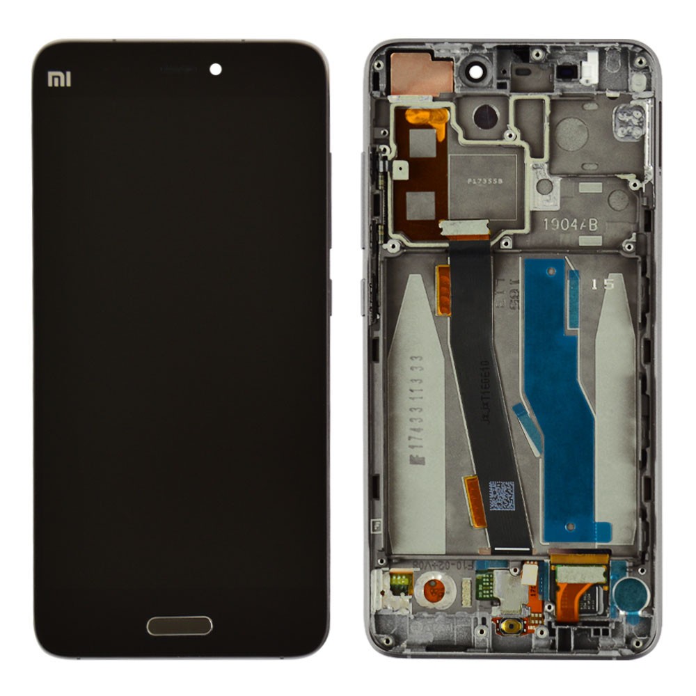 Дисплей для Xiaomi Mi5, Mi5 Pro с тачскрином и рамкой в сборе, со сканером отпечатка, цвет черный, оригинал фото 1