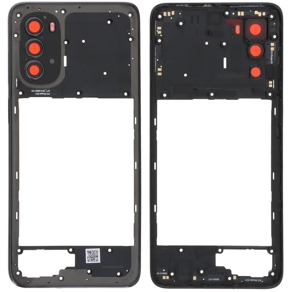 Средняя часть корпуса для Motorola Moto G82 XT2225, со стеклом камеры, цвет серый фото 1