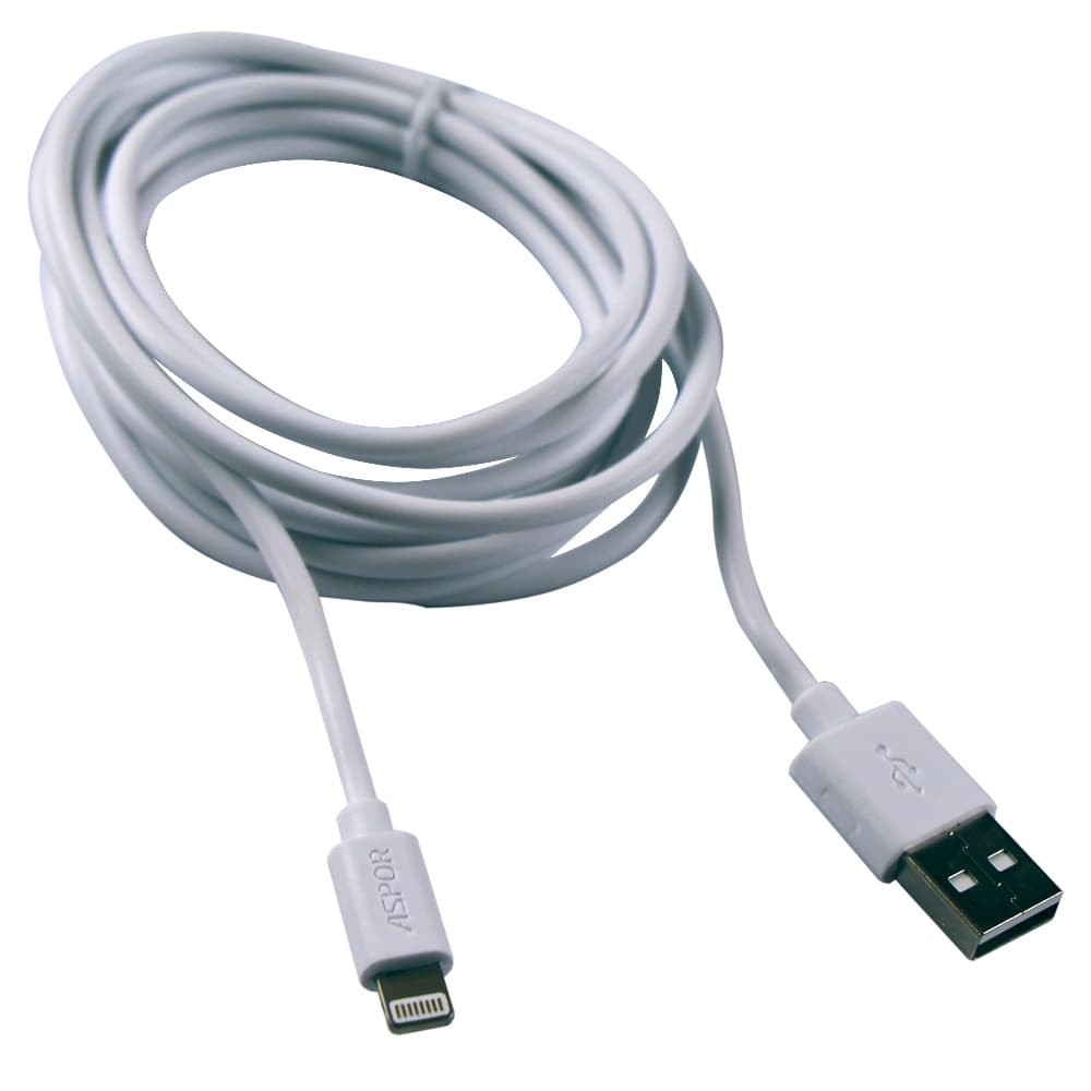 Кабель Lightning для iPhone Aspor 172L 2.1A 2m, цвет белый фото 1