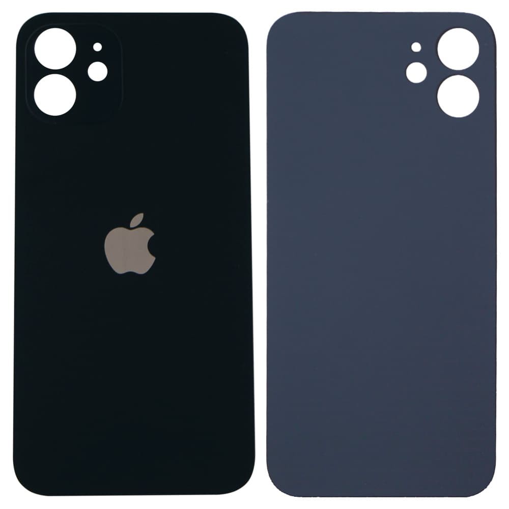 Задня кришка для iPhone 12, колір чорний, з великим отвором під камеру фото 1